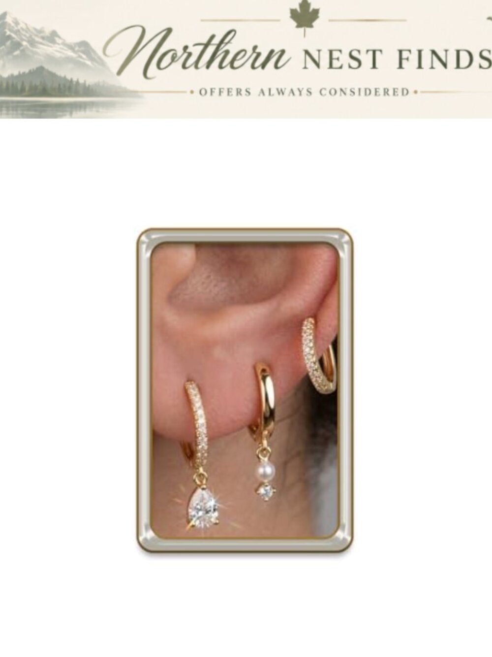 14K Gold Plated CZ Dangle Earring Set Hypoallergenic Gift Ready